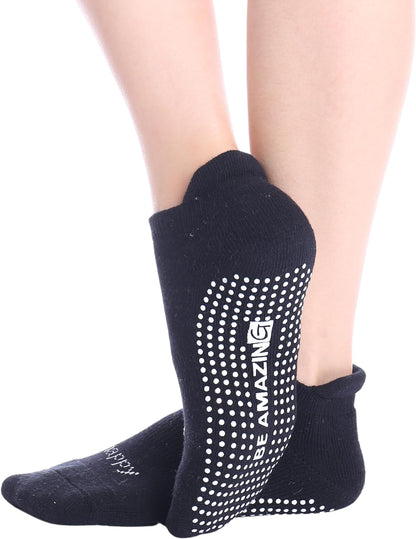 Non-Slip Socks Yoga Barre Pilates Hospital Maternity Sock W/Grips for Women Men